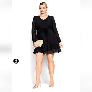 City Chic black Ruffle Dress, size M (18)
